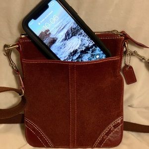 COACH Suede Swingpack Crossbody Burgundy Wine